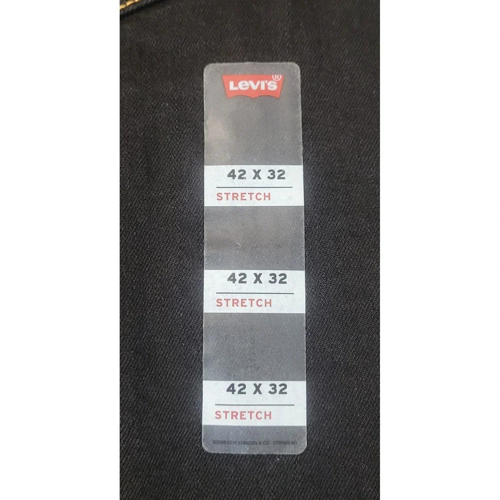 Levis 511 Slim Fit Stretch Jeans Black 04511-1907 Mens 42x32 NWT